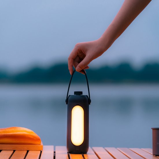Witte opvouwbare, oplaadbare LED-lantaarn, warm wit licht voor tenten, draagbare hanglamp voor avontuurlijke buitenactiviteiten en kamperen. — afbeelding 3