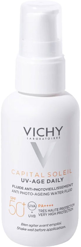 Vichy Capital Soleil UV-Age Daily SPF50+ - Zonnefluide Dagelijkse Bescherming - Gezicht - Niacinamide (Vitamine B3) en Peptiden - 40ml