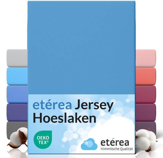 etérea Hoeslaken Jersey 140x200 - 160x200 cm Oekotex Made in Green - 100% coton - Bleu Clair