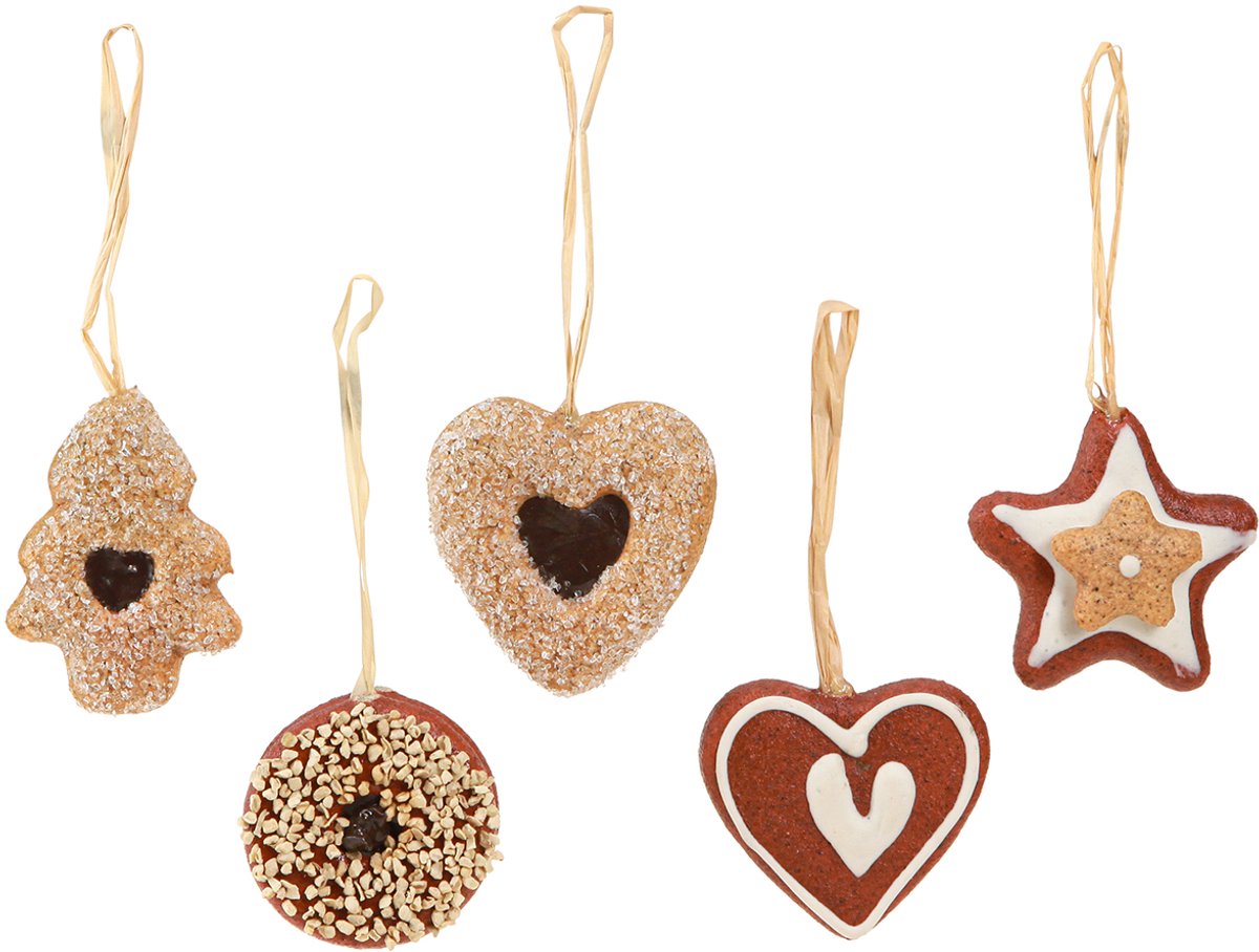 Kunstmatige kerstkoekjesdecoraties, boomversieringen, landelijke stijl