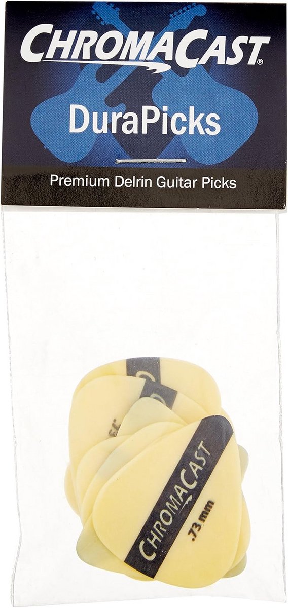 Set van 10 Gitaar Plectrums Dunne Medium (.73mm) Geel Met Antislip Afwerking