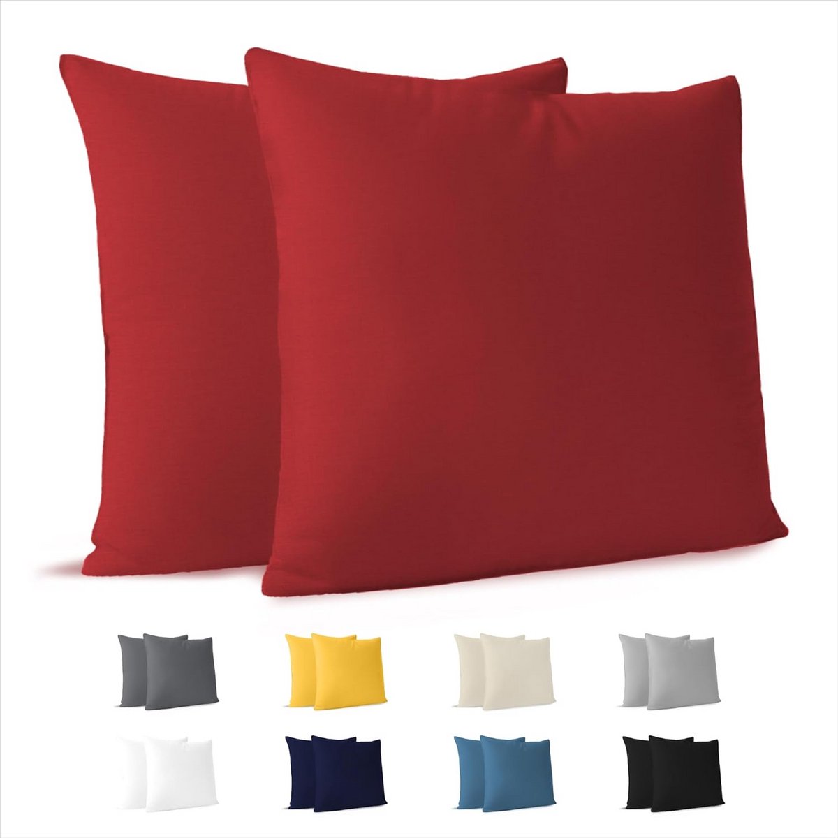Kussensloop 50x50 cm Katoen 2 Stuks Rood - Hypoallergeen Beddengoed