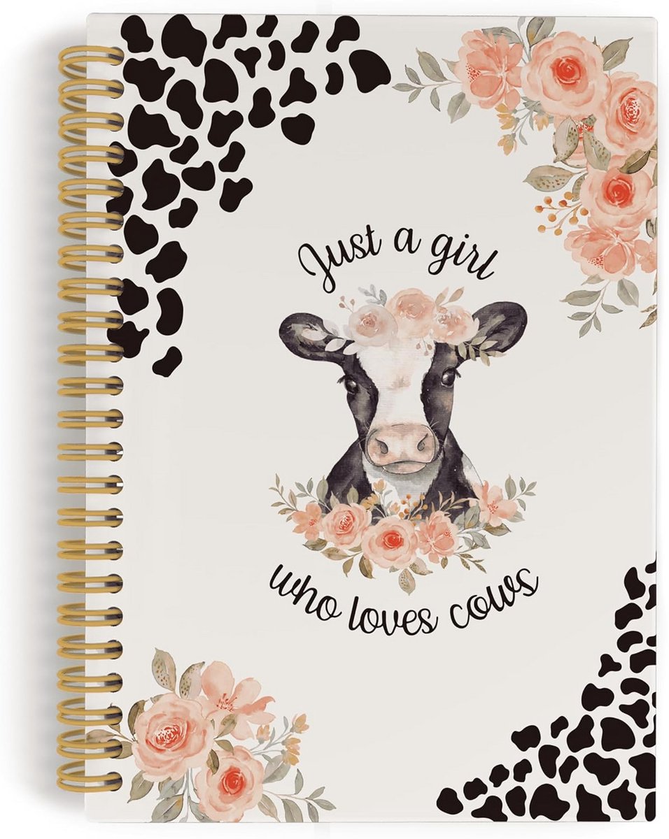 Spiraalnotitieboek met Koeienprint - Gelinieerd Hardcover Schoolschrift voor Notities & Dagboek