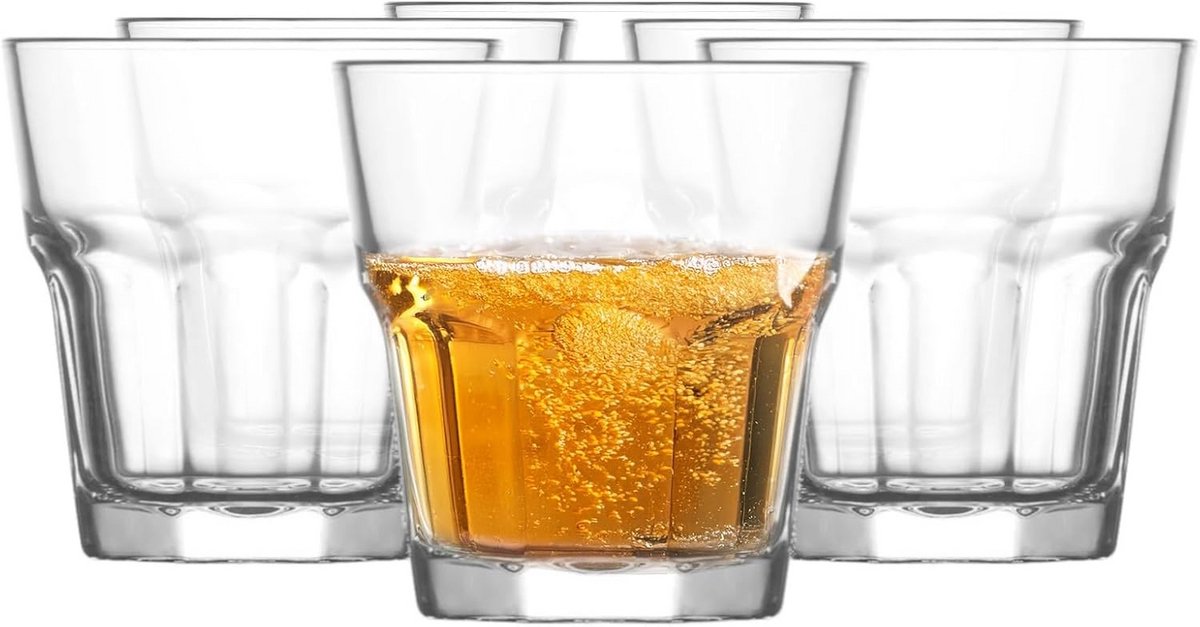 Set van 6 Glazen - Waterglazen, Drinkglazen en Sapglazen - Vaatwasmachinebestendig 180 ml