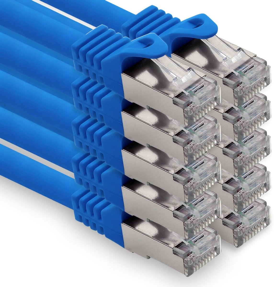 Image of 10 Stuks CAT7 Netwerkkabels 0,5m Blauw S-FTP Patchkabel RJ45 10GB