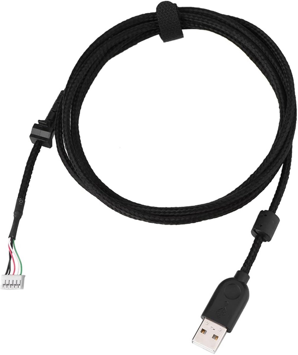 USB Muiskabel Vervanging 2 Meter Plug and Play Duurzame Optische Muis Kabel Zwart