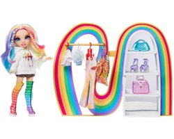 Rainbow High Amaya’s Rainbow-kast-speelset + exclusieve regenboogpop, extra mode, schoenen, tasjes, kledinghangers, kledingrek, planken. Cadeau voor kinderen van 4+ jaar