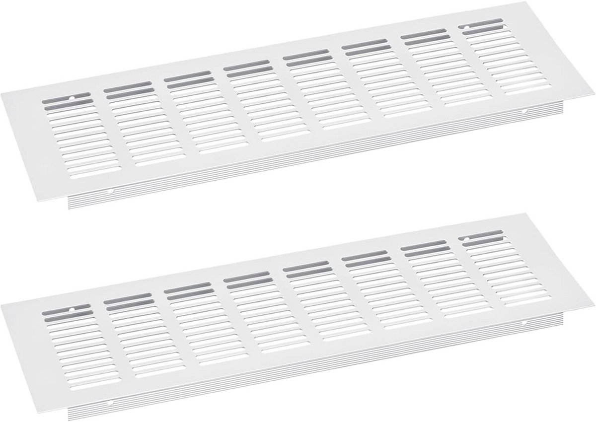 Ventilatierooster Aluminium Zilver Rechthoekig - 2 Stuks 350x100mm