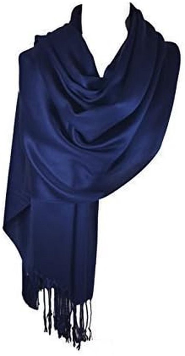 Luxe Marineblauwe Pashmina Sjaal - Groot Formaat 70x200 cm - Zacht en Warm