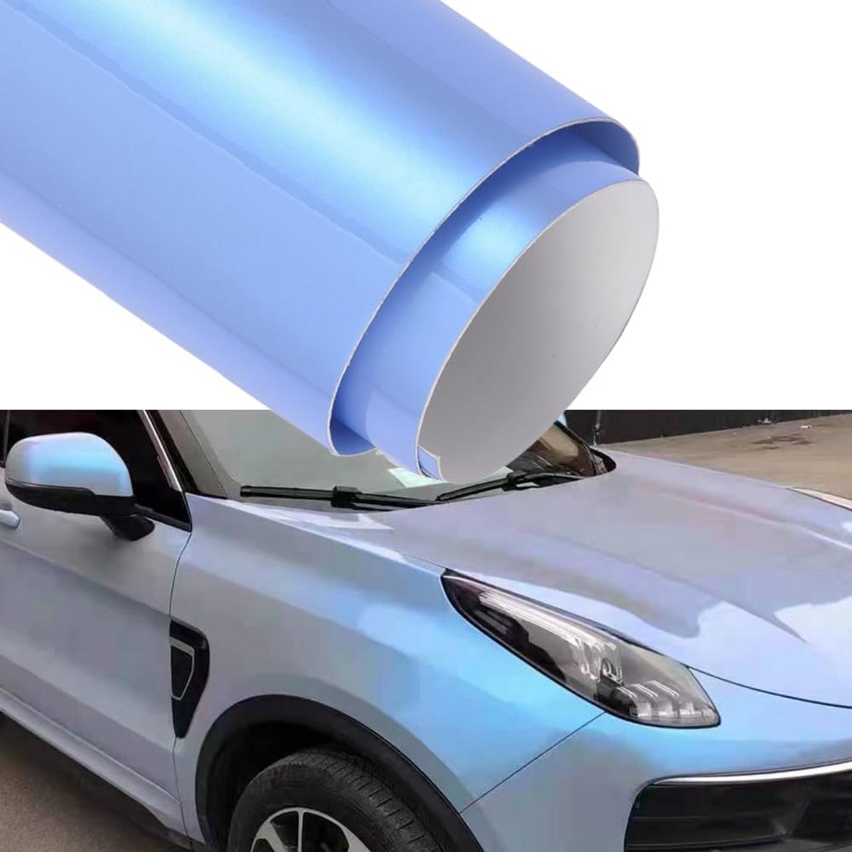 Kameleon Autofolie Glanzend Blauw Grijs Metallic Vinyl Wrap - Zelfklevend en Luchtkanaal