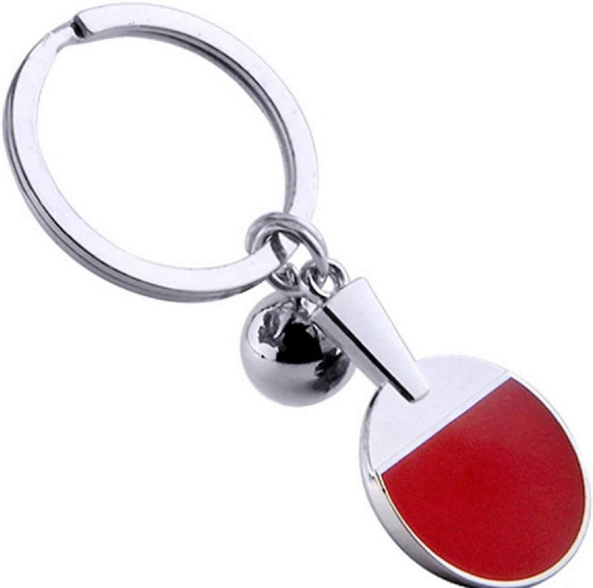 Tafeltennis Sleutelhanger - Tafeltennis Racket Sleutelhanger - Cadeau Geven - Met Bal - 12 x 7 x 1 cm - Zilver