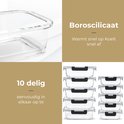Set van 10 glazen vershouddozen, 5x 1050ML en 5x 350ML.