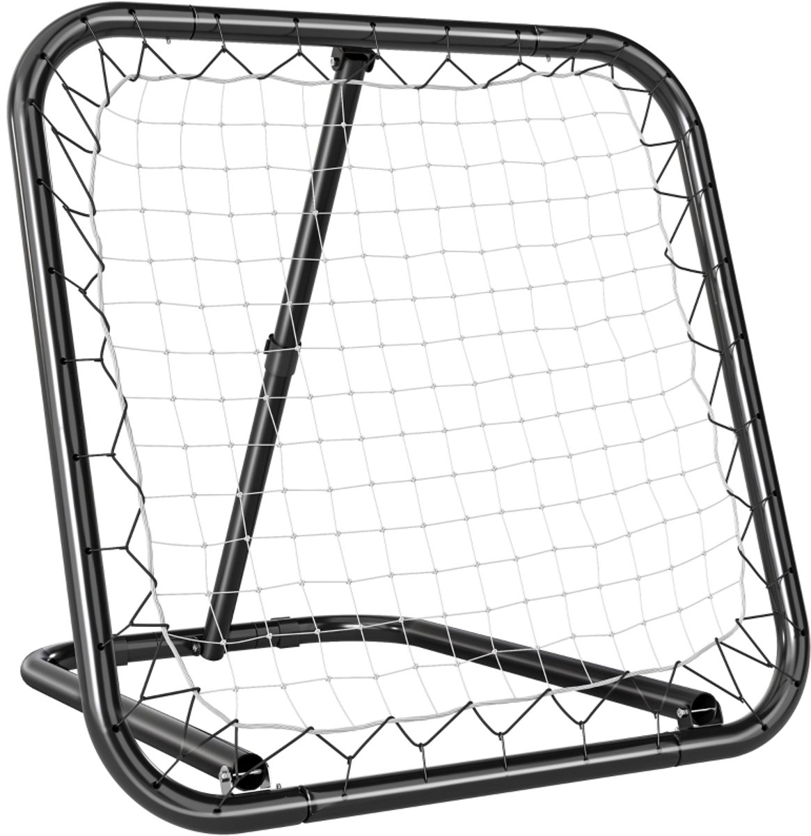 Daity Een voetbalrebounder, 78 x 84 cm reboundmuur met spikes, 5 instelbare standen, draagbaar, met schietdoel, geschikt voor jeugdvoetbal, voetbaltrainingsmateriaal, kan ook gebruikt worden voor honkbaltraining (zwart).