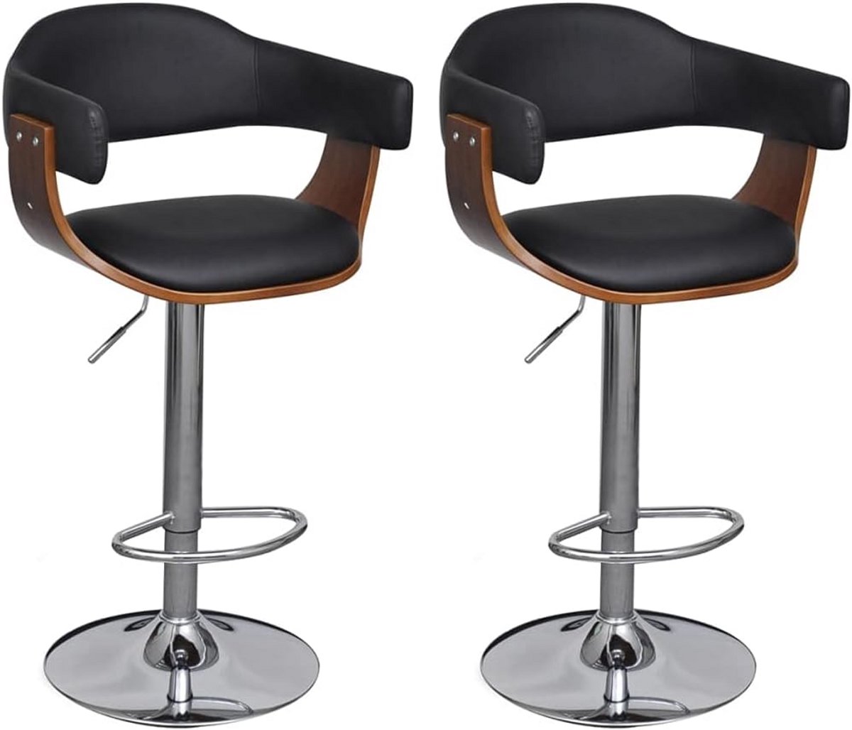 Set van 2 Barstoelen Verstelbaar Bar Kruk Zithoogte Kunstleer