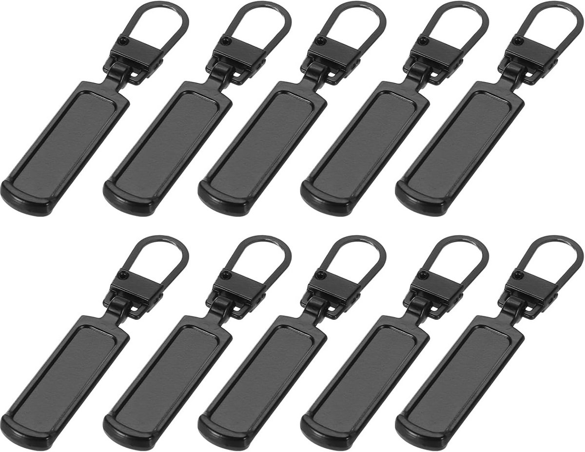 Set van 10 Universele Metalen Ritsvervangingen Zwart Afneembaar