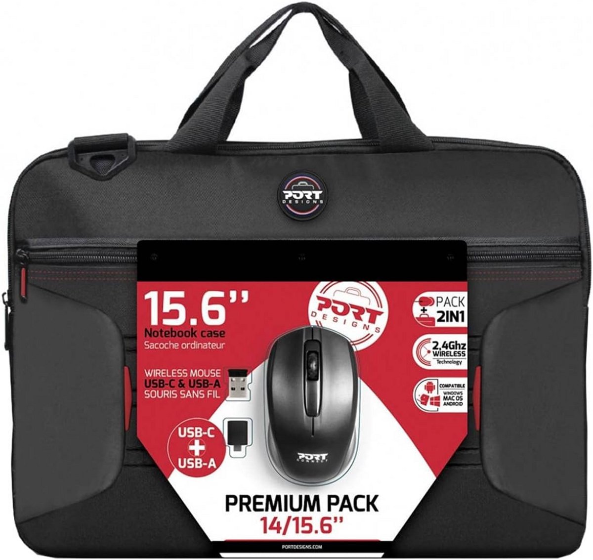 Laptoptas voor 14 en 15,6 inch met draadloze muis pakket