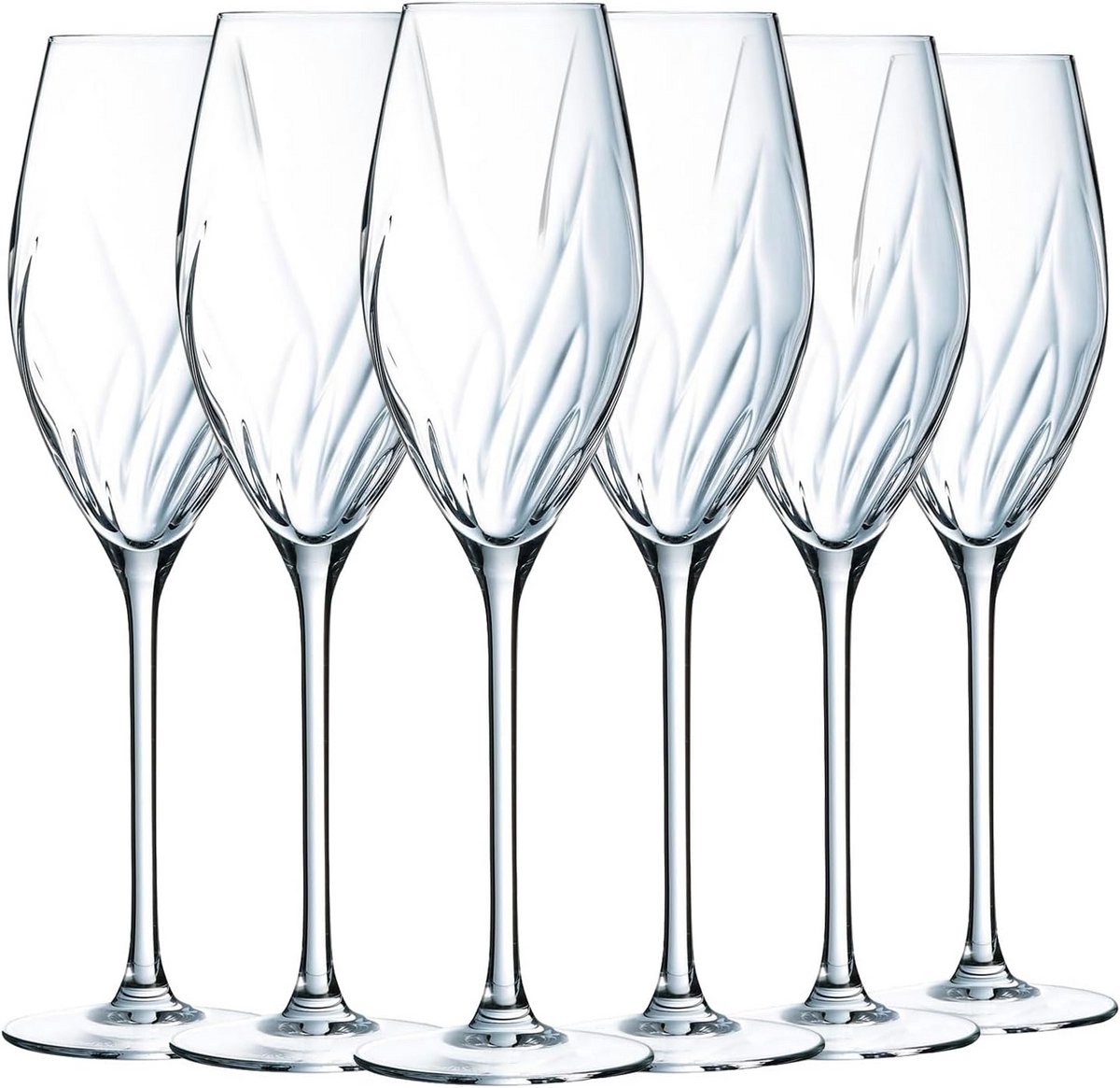 Set van 6 Kristallen Champagneglazen met Wervelend Design 24 cl - Gemaakt in Frankrijk
