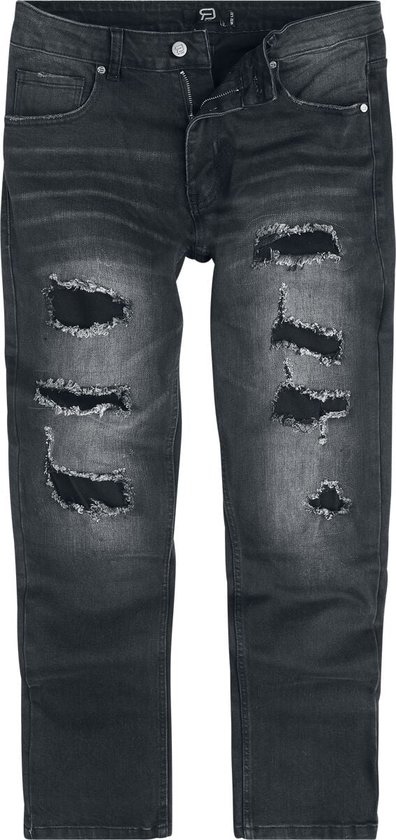 R.E.D. Rock-Engineered Design Zwarte jeans met uitsparingen - Heren - W33L34