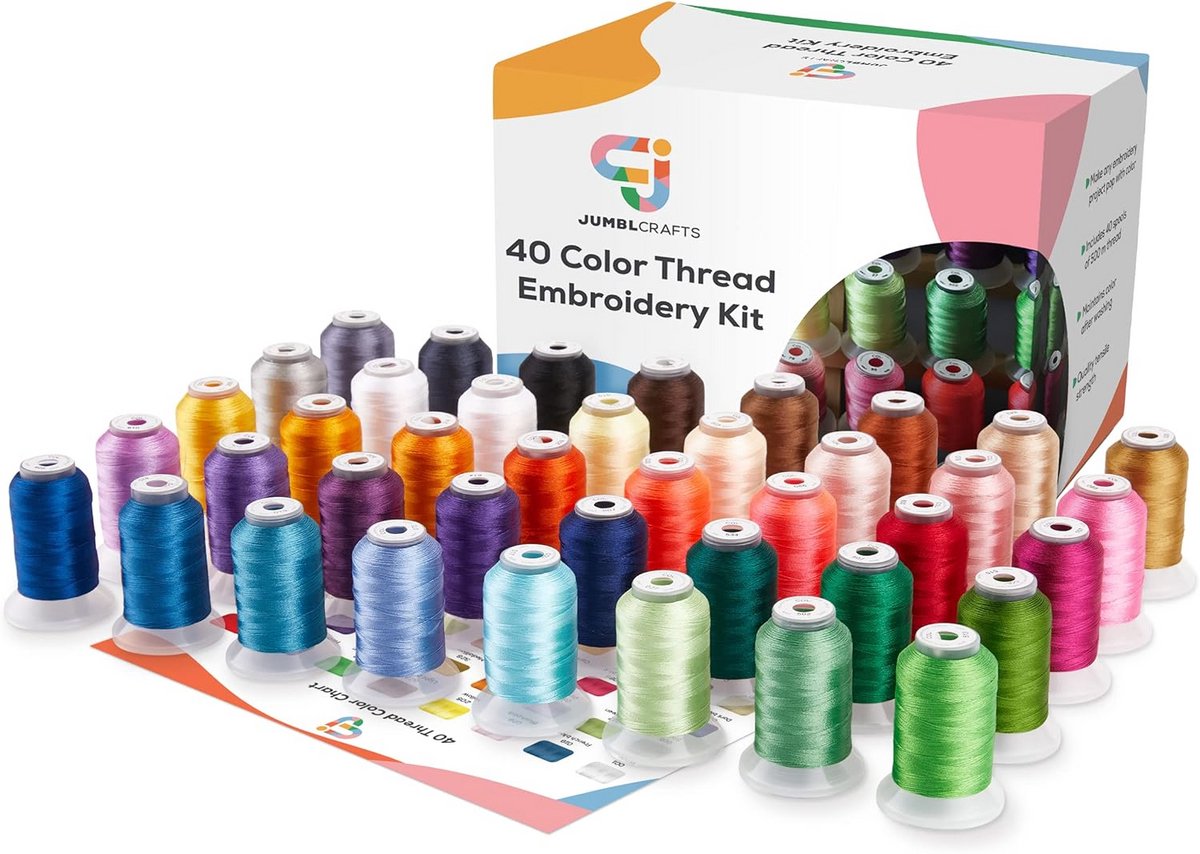 Borduurset met 40 Kleuren Polyester Garen Spoelen voor Naaimachines