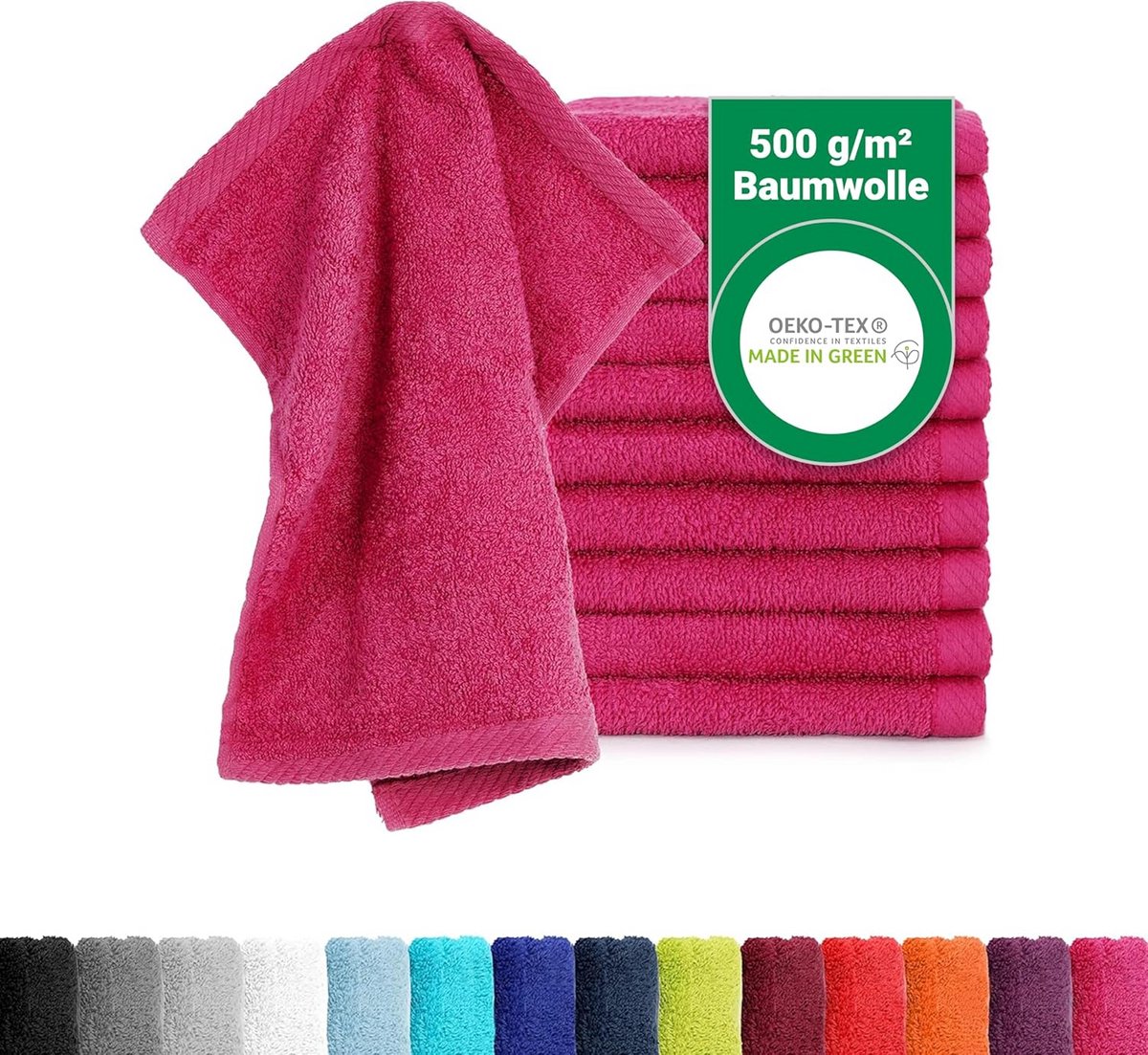 10 Magenta Flanellen Poetsdoeken 30x30 cm 100% Katoen