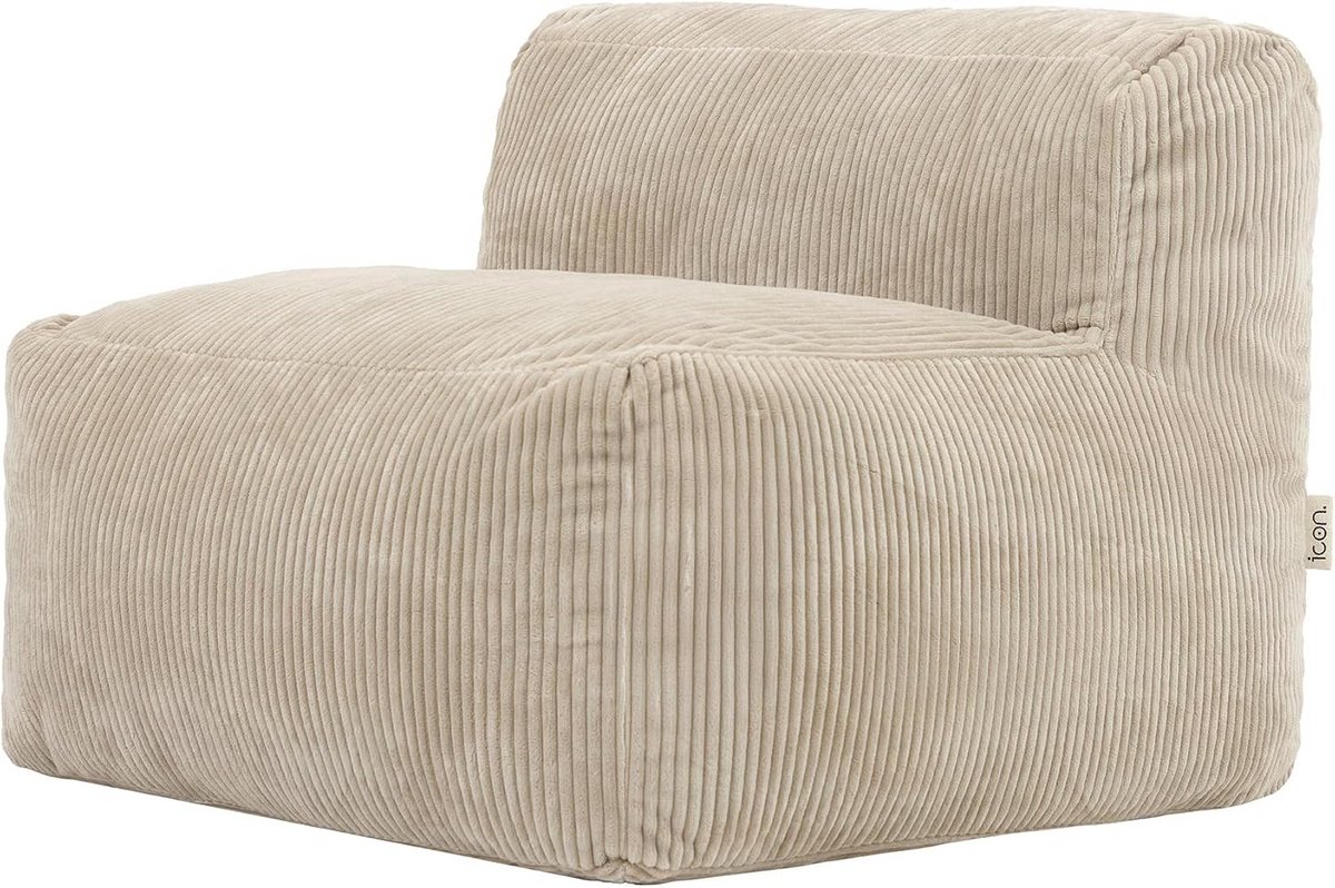 Modulaire Zitfauteuil Beige Fluweel Zacht Schuim Kruk voor Woonkamer