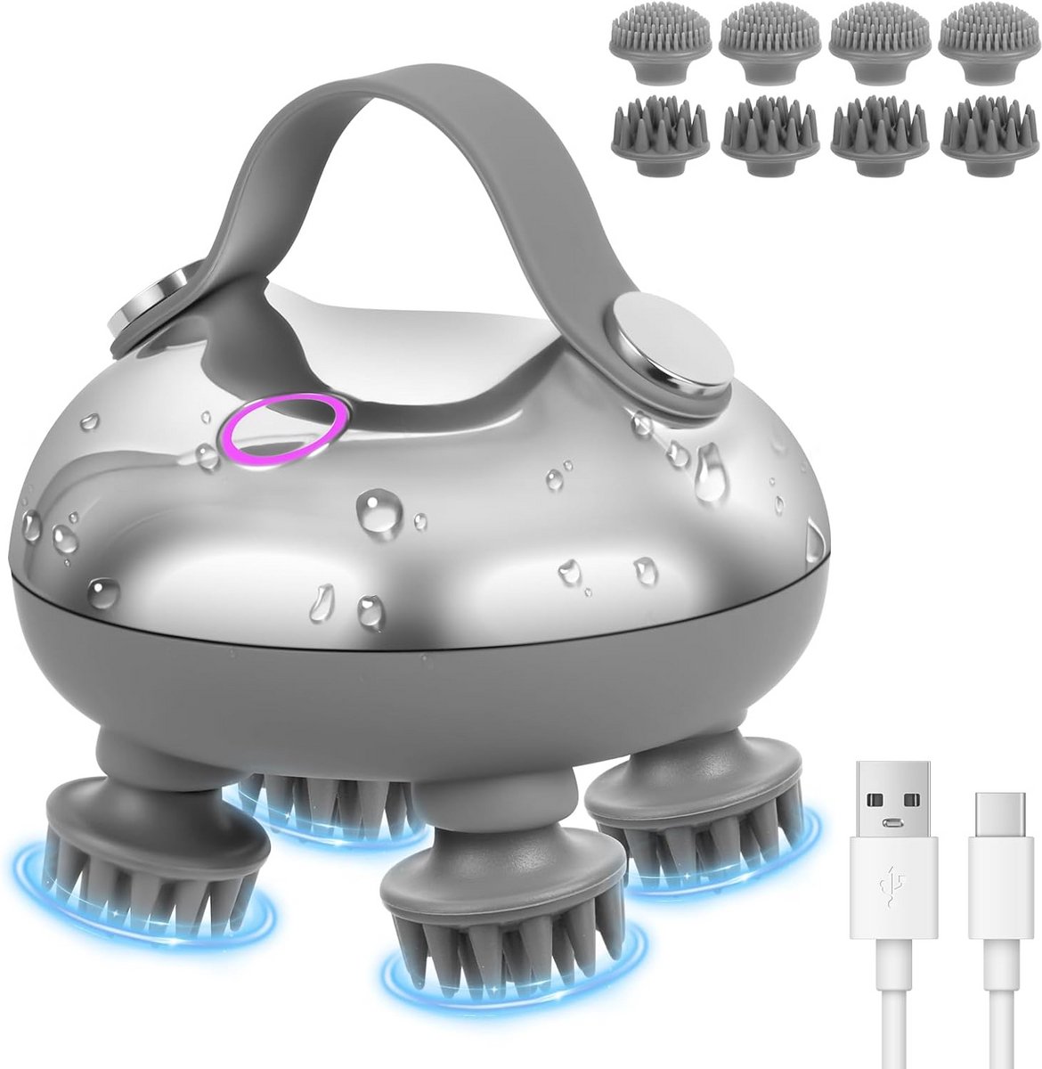 Elektrische Hoofdhuid Massager Waterdicht USB Oplaadbaar voor Ontspanning en Haargroei