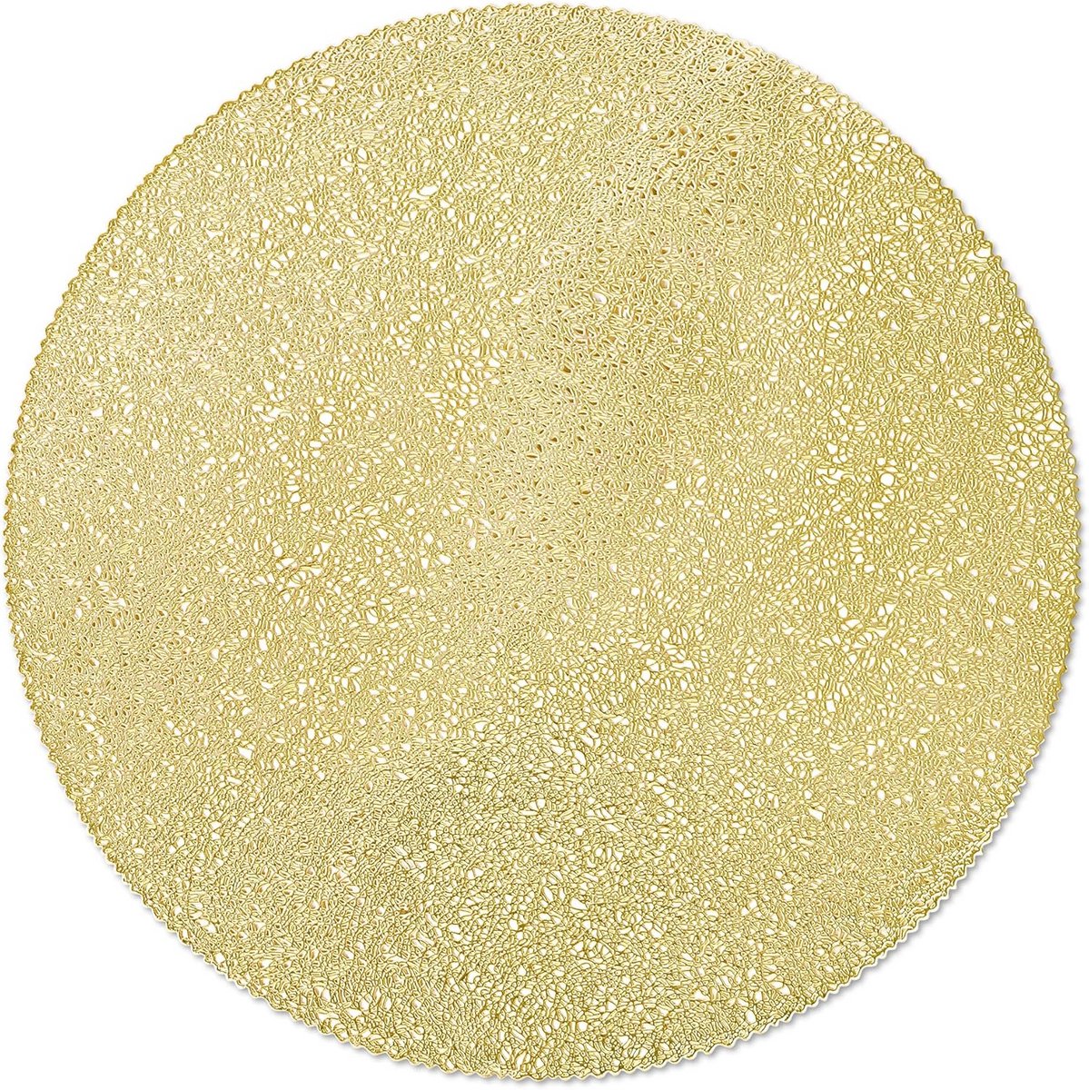Set van 6 Gouden Ronde Placemats PVC Antislip 38 cm voor Tafeldecoratie