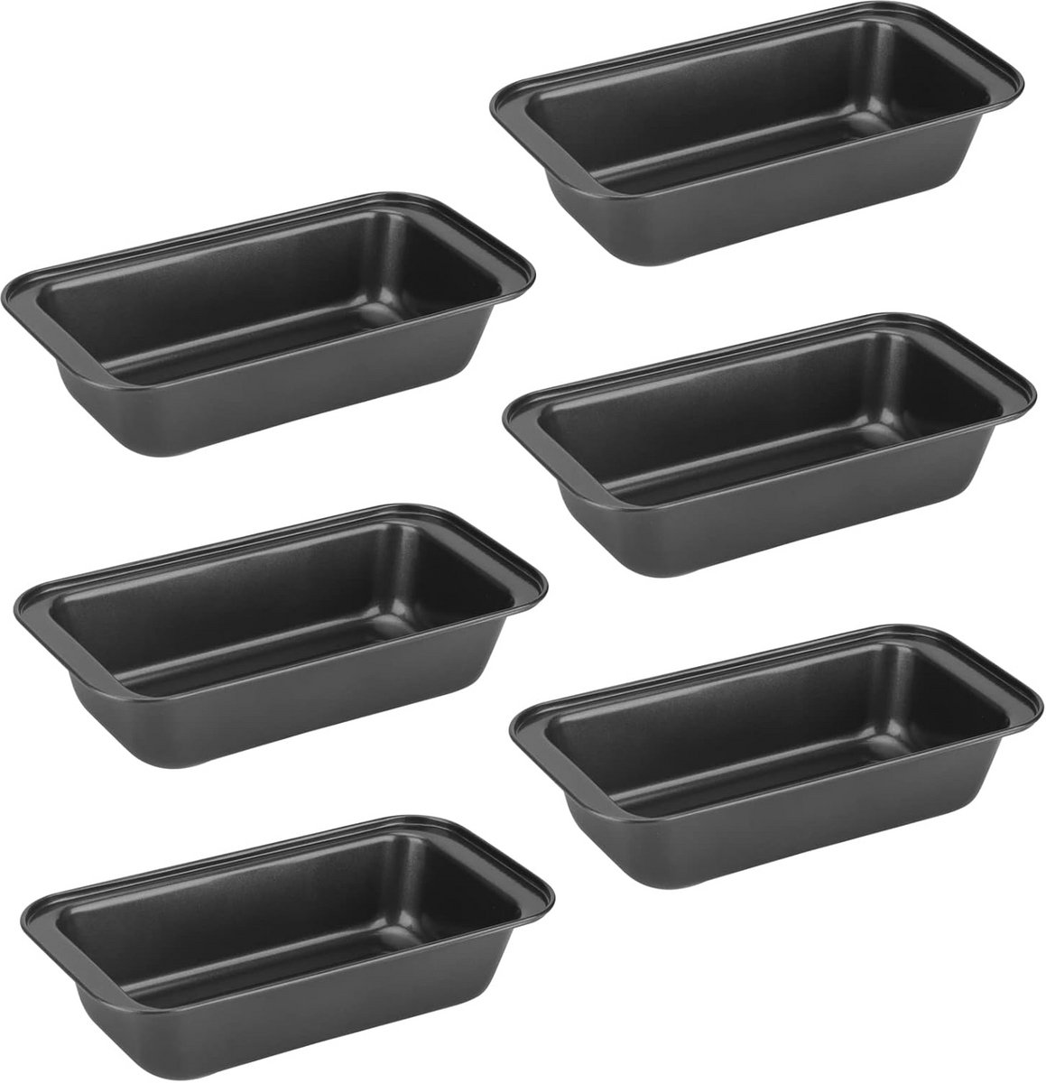 6-delige set zwarte broodvormen voor toast en cake, 25 x 13 cm