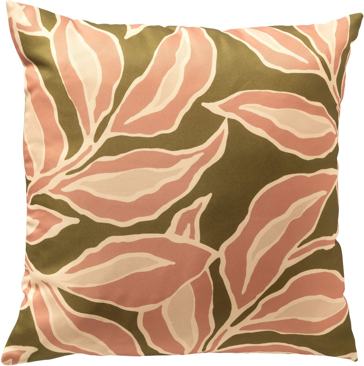 Textino - ELARA - buitenkussen 45x45 cm - bladmotief - Muted Clay - roze, groen, beige