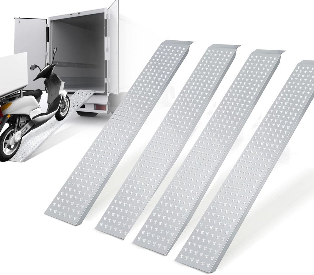 Oprijplaten Set van 4 Stuks 160 cm 400 kg Antislip Verzinkt Staal