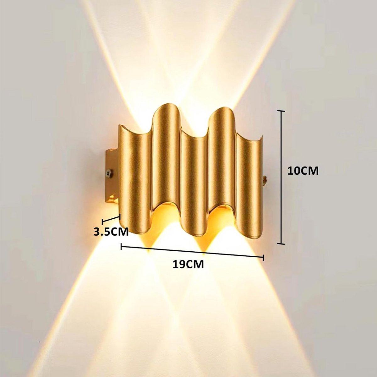 Waterdichte LED Wandlamp voor Buiten - Goudkleurig Up & Down Verlichting
