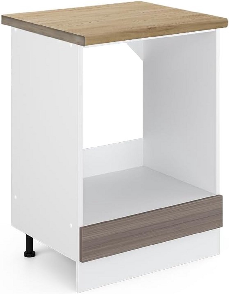 Ovenombouwkast 60 cm Grijs/Wit met Werkblad - Modulair Keukenmeubel