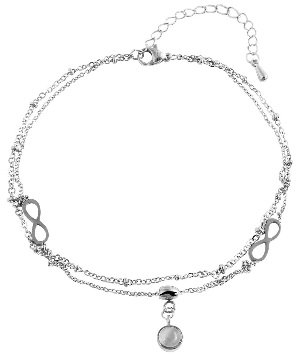 AKZENT Akzent dames voetsieraden Lunata enkelbandje van roestvrij staal, 24 cm + 5 cm