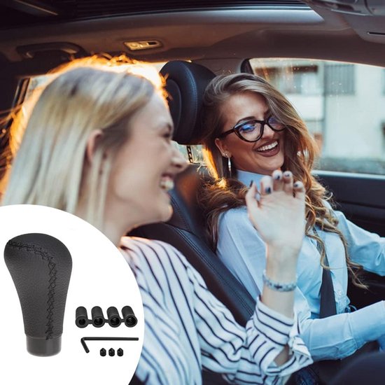Universele Handgeschakelde Versnellingspook Knop Leer en Aluminium met 4 Adapters van universele — afbeelding 4