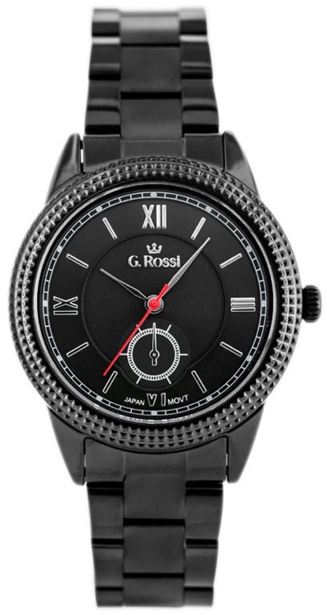 G. Rossi 703 Serie - Dameshorloge - Antiallergische Coating - Zwarte Wijzerplaat - Zwarte Behuizing
