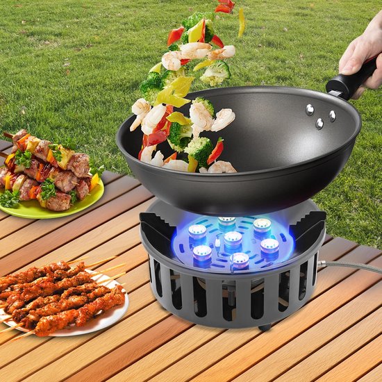 MakkelijkMooi Wok Kookstel Buiten - Gasbrander Camping - Wok Brander - Gasstel met 7 branders - Winddicht - Elektronische Ontsteking van Merkloos — afbeelding 4