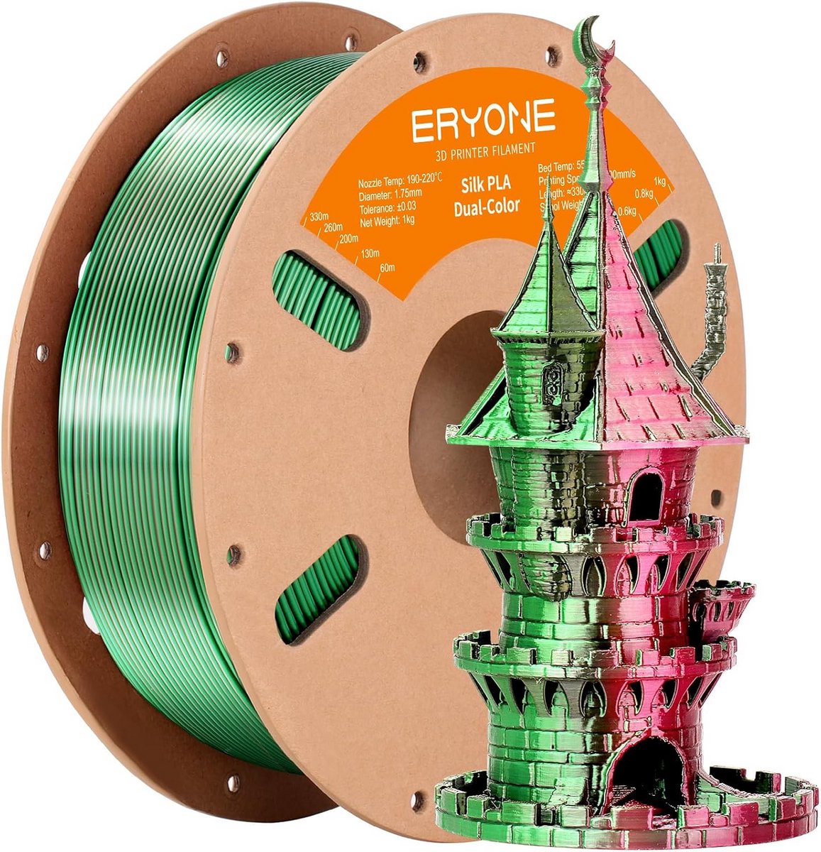 Dual Color PLA Filament 1.75mm 1kg – Zijde Rood Groen – 3D Printer Materiaal