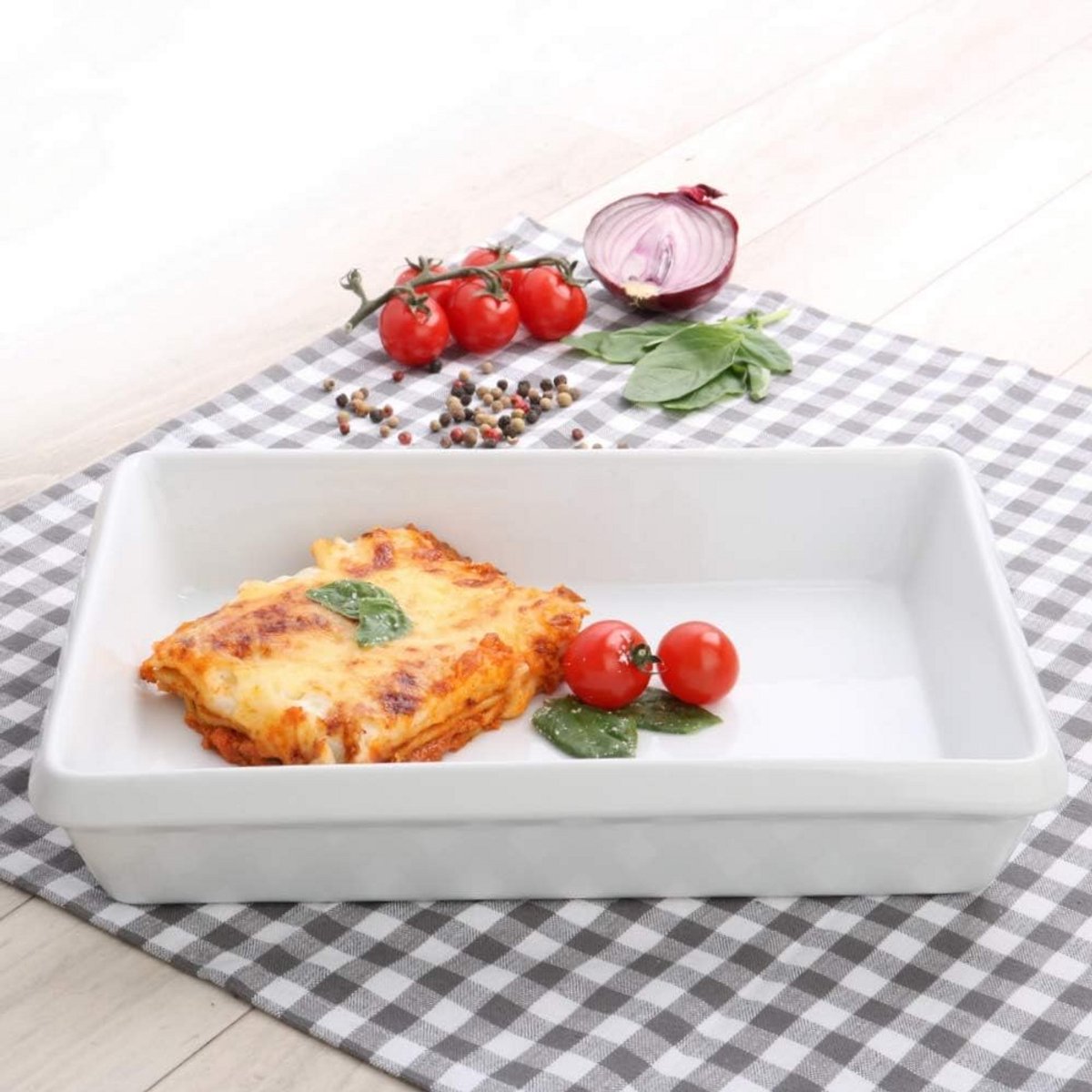 Keramische Ovenschaal Hoekig Wit 35 x 26 cm Hittebestendig