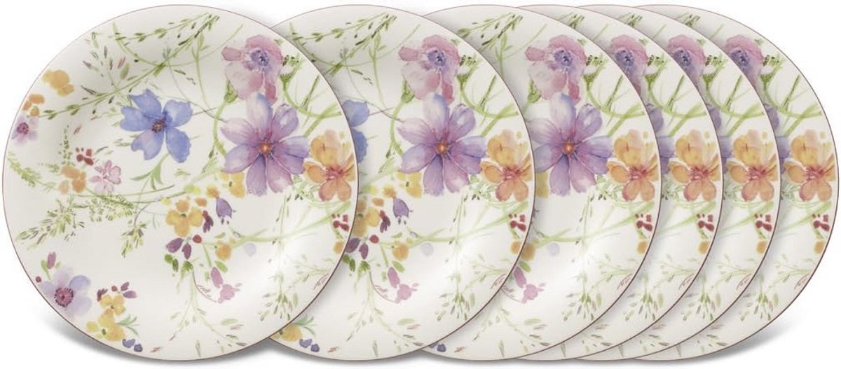 Set van 6 Ontbijtborden 21 cm - Premium Porselein - Vaatwasser- en Magnetronbestendig