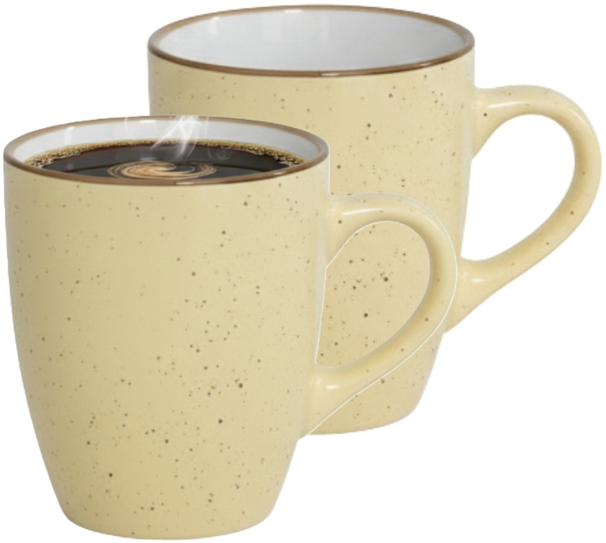 Gerimport Koffie / thee mok Sweets - 2x stuks - geel - 350 ml - keramiek
