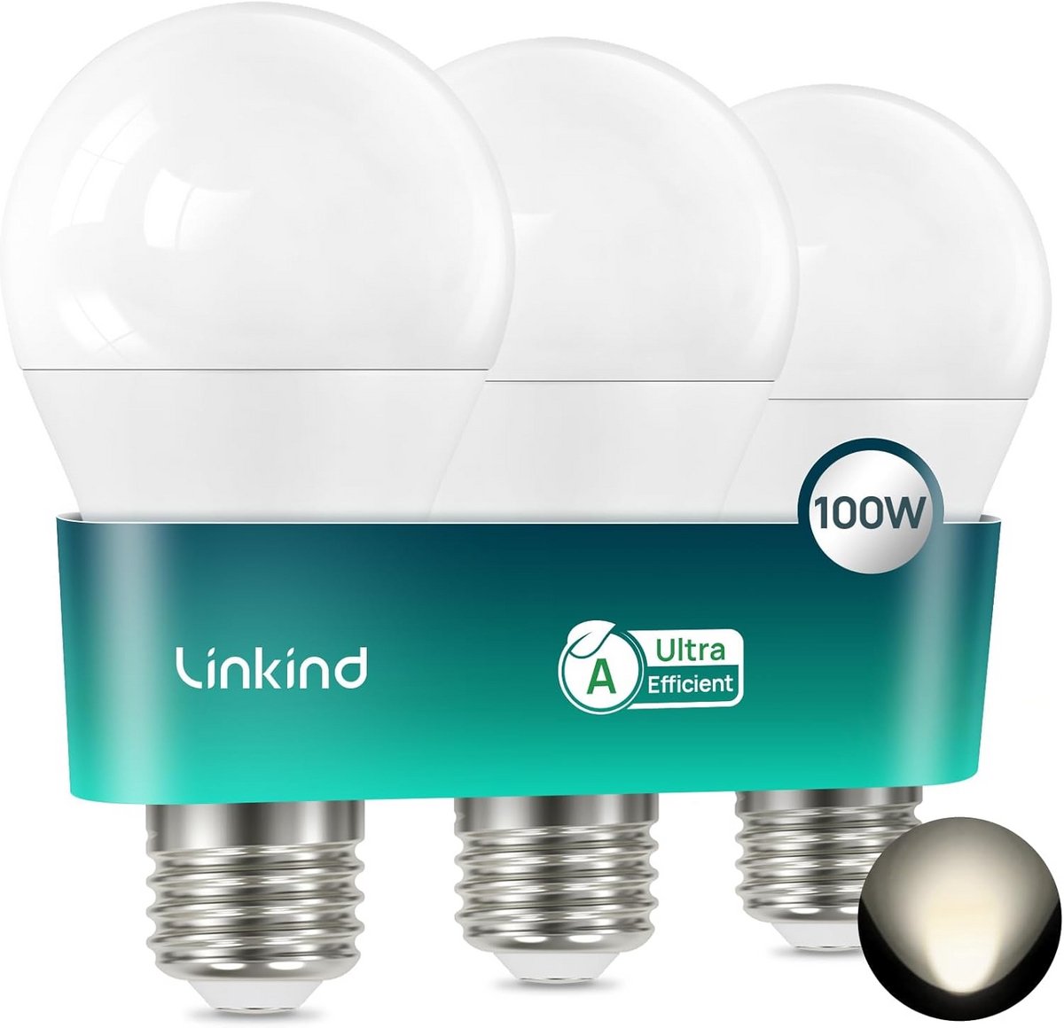 Set van 3 LED Lampen E27 Neutraal Wit 4000K Hoog Rendement