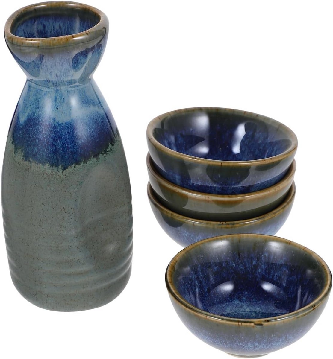 Sake Set Keramiek Japans Design - Serveerset met Warme Sake Pot en 4 Kopjes