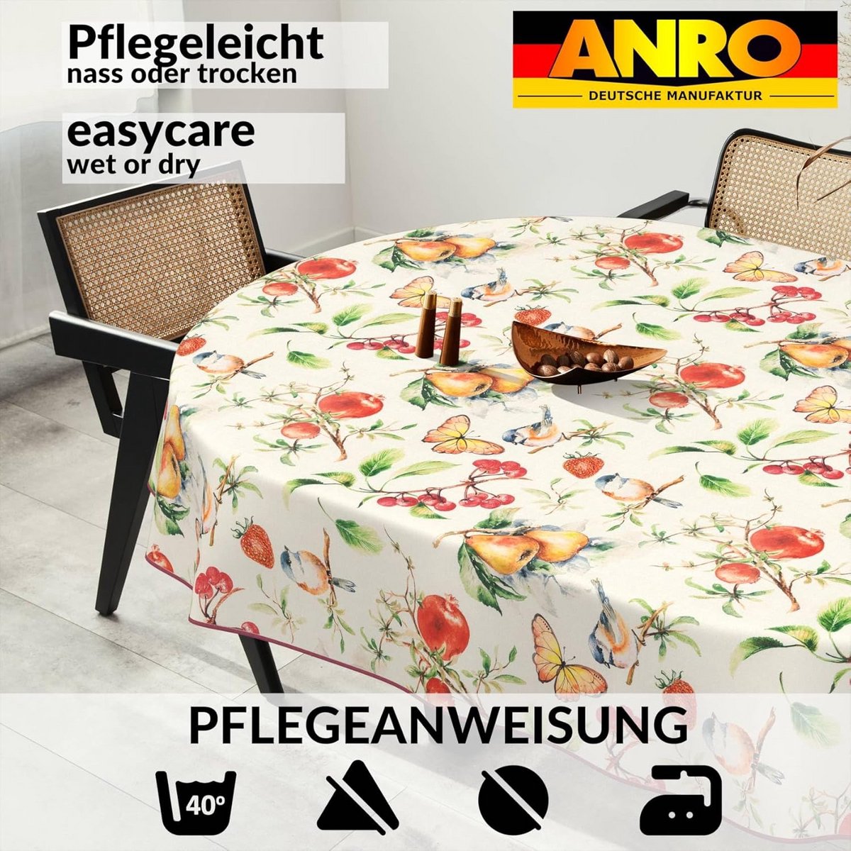 Wasbare Olieverf Tafelkleed Ovaal 240x140 cm Waterafstotend Binnen en Buiten