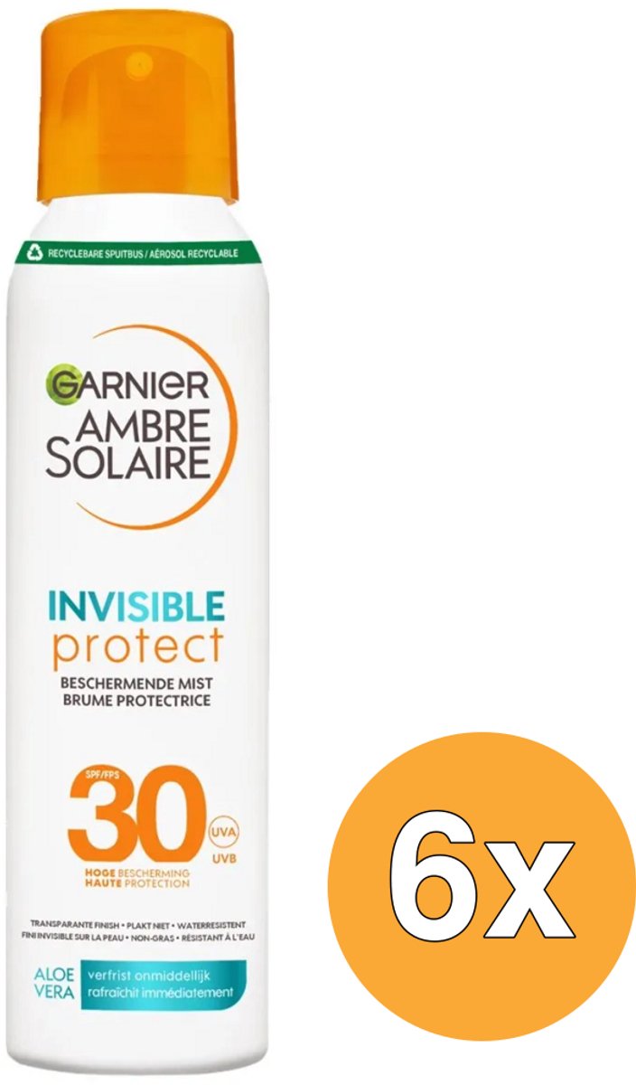 6x Garnier Ambre Solaire Invisible Protect Mist SPF30 (150 ml)