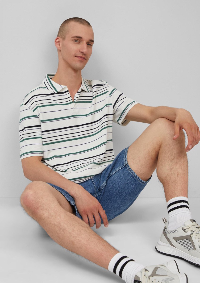 Gestreepte polo van zware jersey