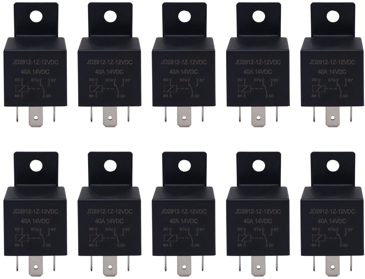 10x 12V 40A 5-pins SPST Wisselrelais voor Auto, Motor en Boot