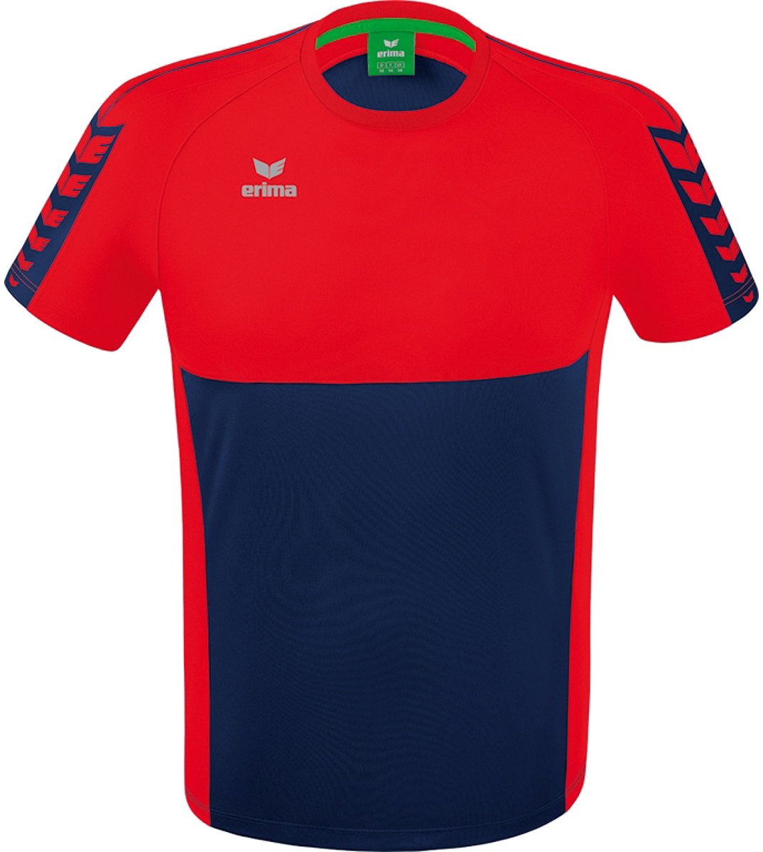 Erima Six Wings T-Shirt Heren - New Navy / Rood | Maat: S