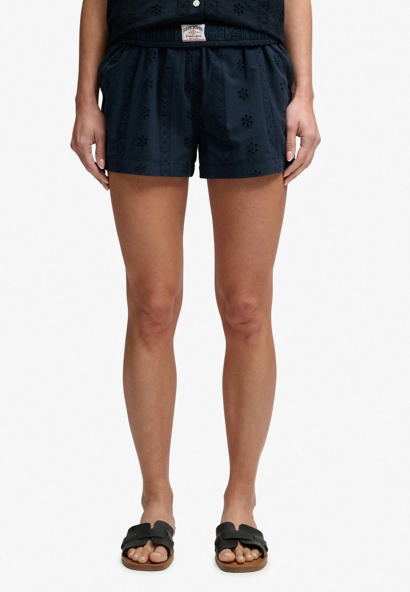 Superdry Katoenen Broderie Strandshorts Dames Korte broeken Marineblauw