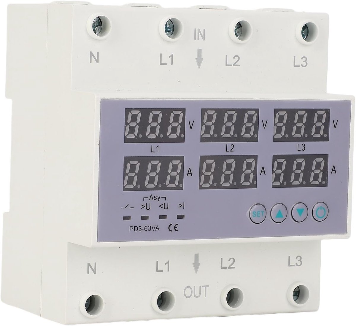 Digitale Energiemeter - Voltmeter Ampèremeter - Stroomverbruik Monitoren - Automatische Reset - 1-63A DIN-rail