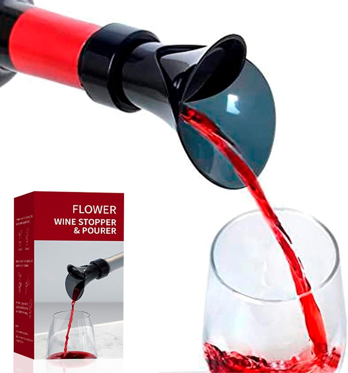 Wijn schenktuit - Drank accessoire - Elegant serveren - Lekvrije beluchter - Zwart